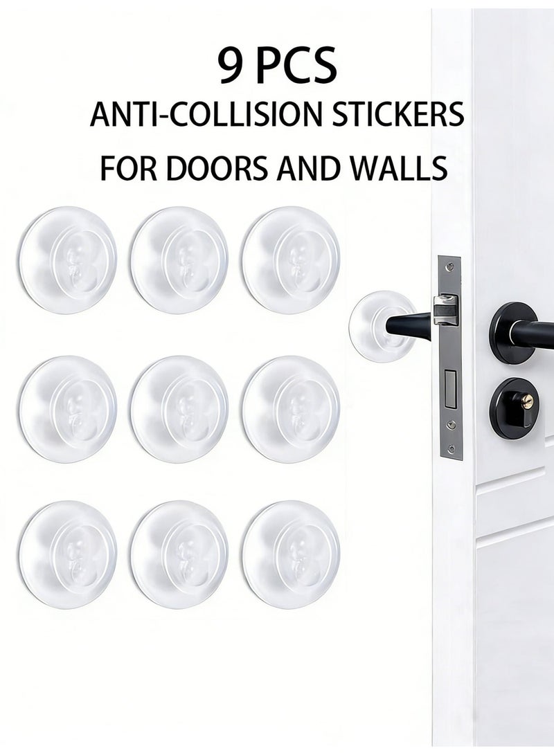 9 Pieces Door Stopper Wall Protector, Adhesive Bumper Protector, Reusable Rubber Door Stops , Shock Absorbent Wall Shield for Door Handle (Clear) - Image 1